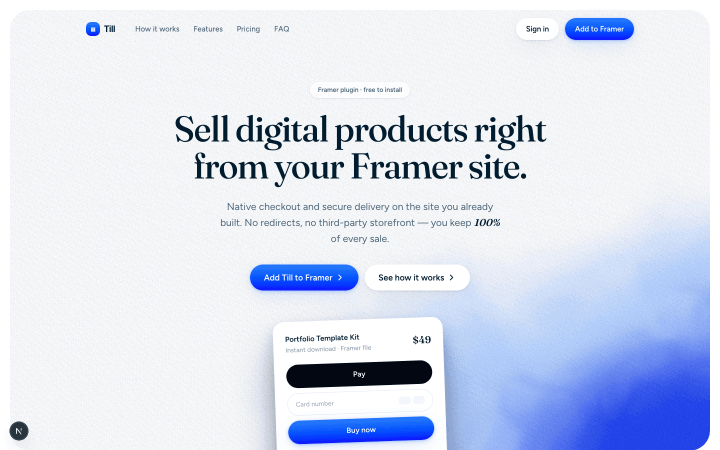 Till homepage — sell digital products from your Framer site